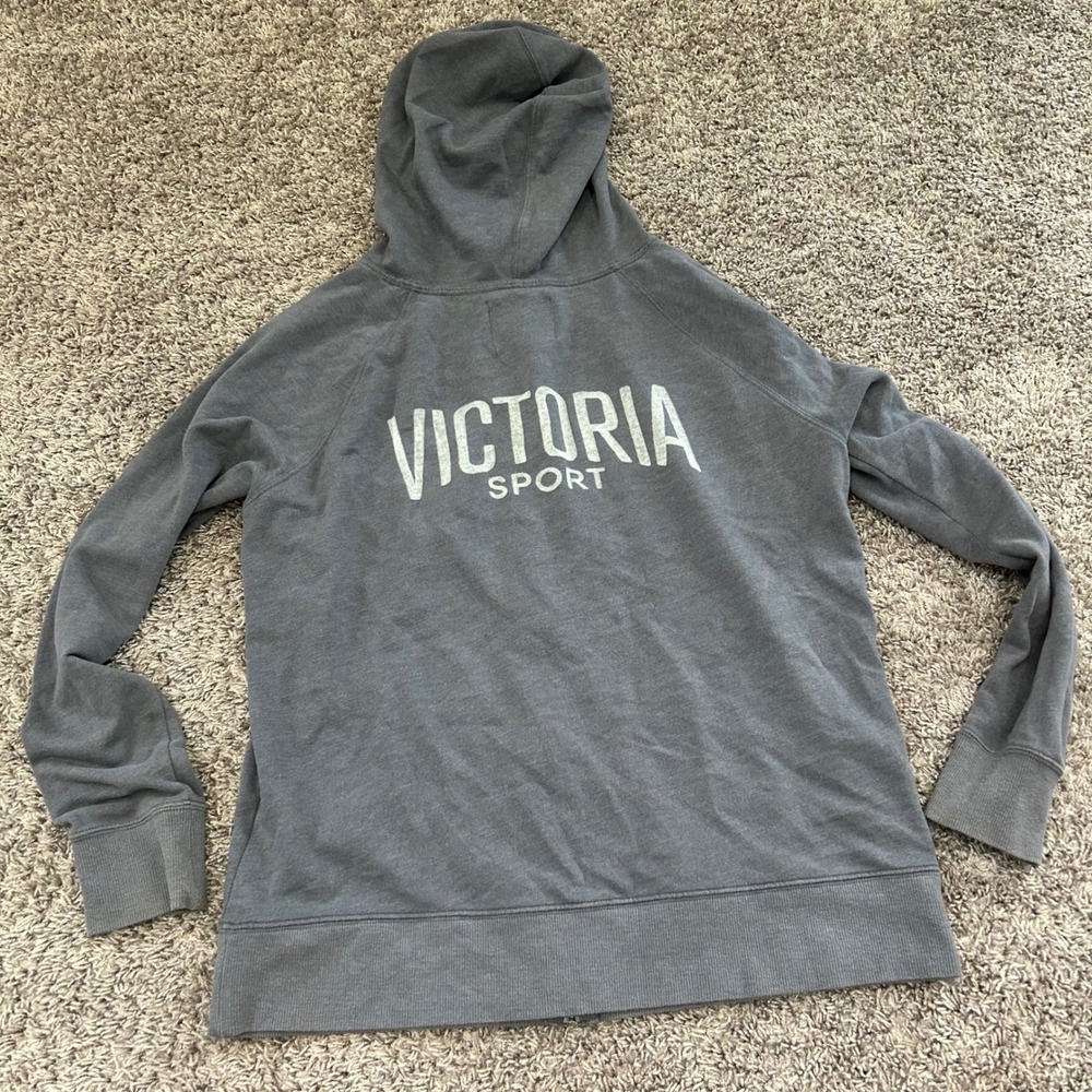 Victoria Sport Gray Zip Up Hoodie Full‎ Zip Pockets L G